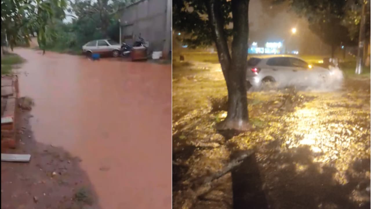 Chuva Alaga Ruas E Enxurrada Arrasta Carro Para C Rrego Campestre