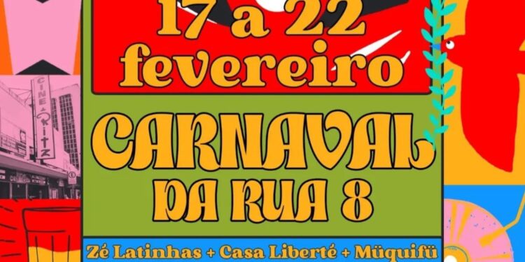 Rua 8, no Centro de Goiânia, tem programação gratuita de carnaval