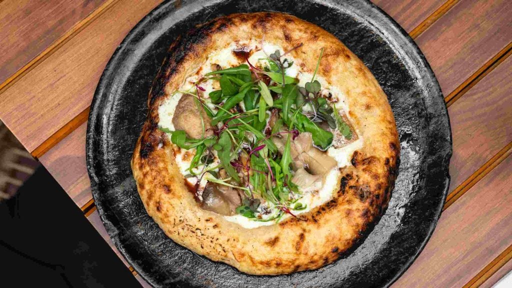 Sky Hall Garden Pizzetta de creme de ricota de bufala cogumelos selvagens e caramelo de Cebola Belle Ribeiro 3 1 fotor 20250709191324