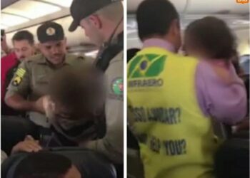 Policiais retiram à força passageira de avião no aeroporto de Goiânia; veja vídeo