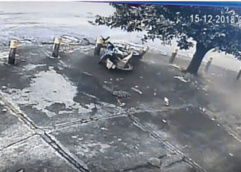 Câmera mostra acidente chocante de motociclista que ignorou placa de Pare, em Goiânia