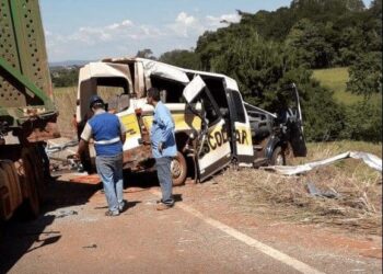 Motorista de van escolar e criança ficam feridos em acidente, em Goianésia