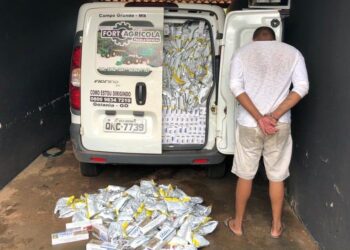 PM apreende meia tonelada de cigarros e agrotóxicos contrabandeados, em Mineiros