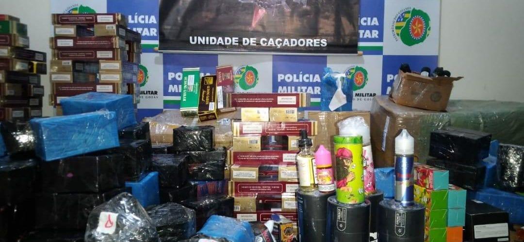 PM apreende carga de produtos contrabandeados, no sudoeste de Goiás