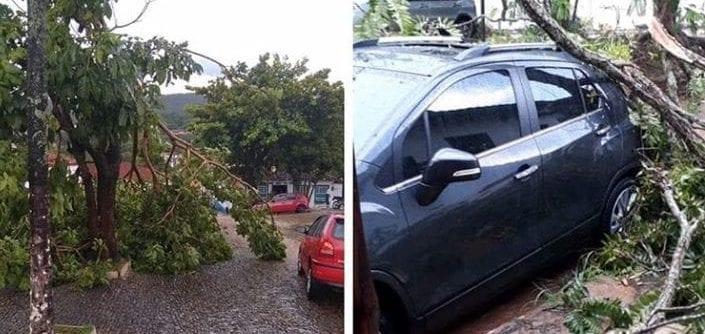 Tempestade causa estragos e assusta moradores de Pirenópolis 
