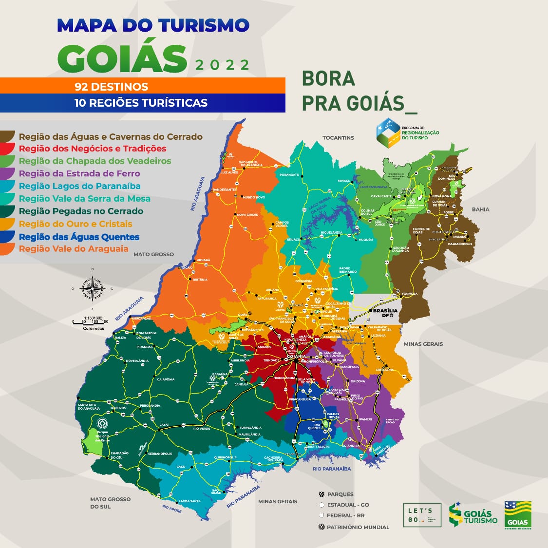 Novo mapa do turismo em Goiás conta com 92 municípios
