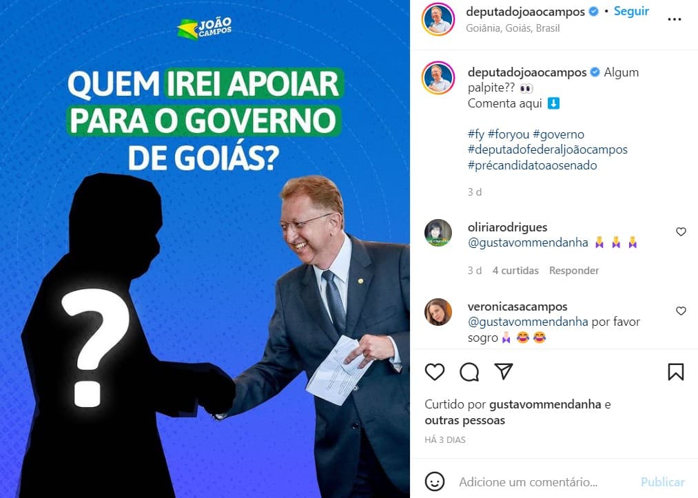 Republicanos anuncia apoio a pré-candidatura de Gustavo Mendanha ao governo de Goiás