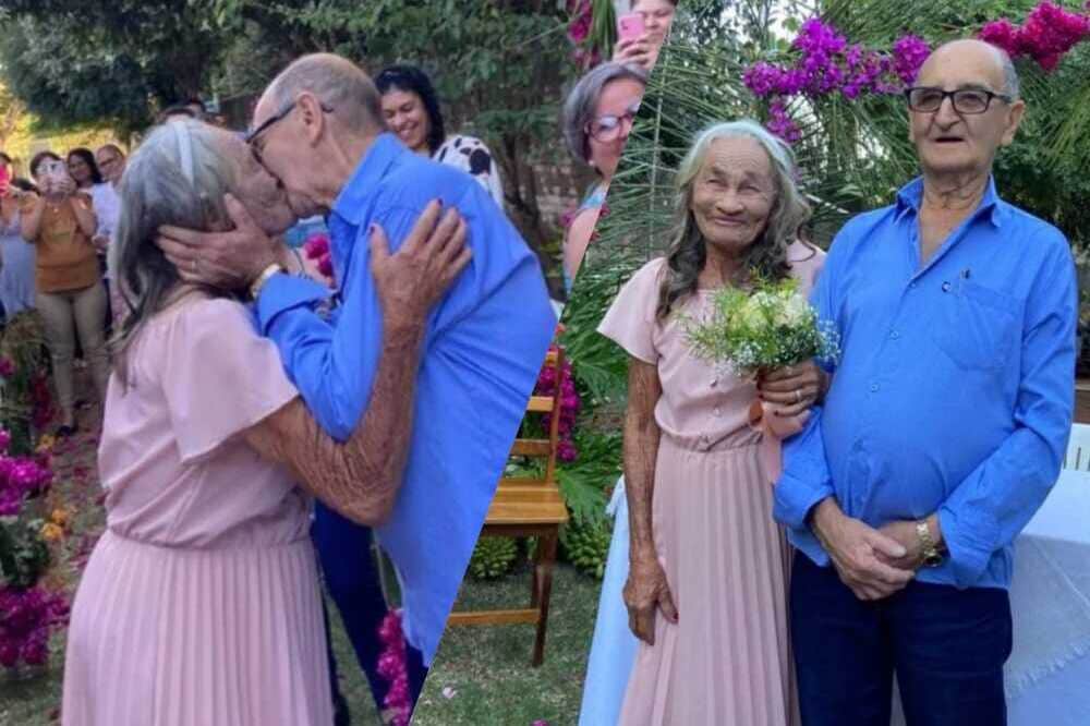Idosos de 78 e 92 anos se casam em abrigo de Caçu após 4 meses de namoro