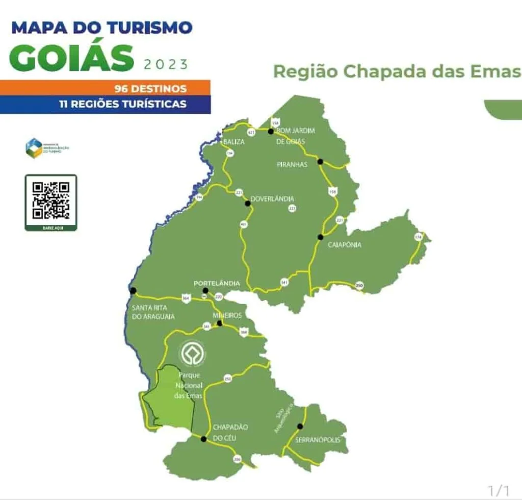 Mapa do Turismo em Goiás