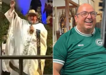 Vídeo: Torcedor do Goiás, Padre viraliza ao gritar 'Vila' na Romaria de Trindade