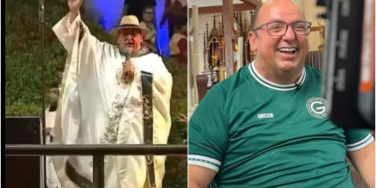 Vídeo: Torcedor do Goiás, Padre viraliza ao gritar 'Vila' na Romaria de Trindade