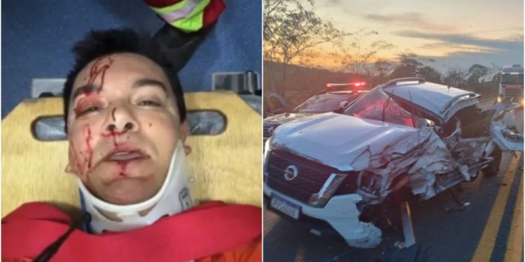 Vídeo: Cantor Regis Danese sofre grave acidente de carro em Goiás