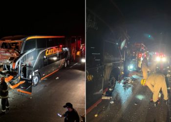 Acidente entre ônibus e carreta deixa feridos na BR-040, em Cristalina