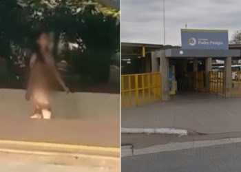 Em surto, mulher é filmada andando nua em terminal de Goiânia