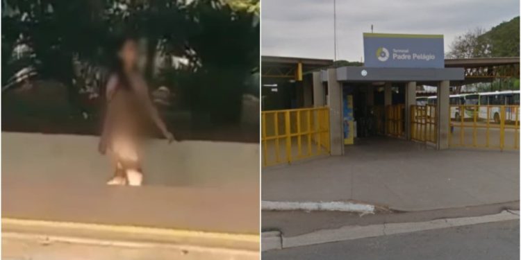 Em surto, mulher é filmada andando nua em terminal de Goiânia