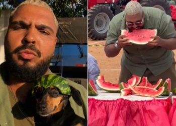 Paulo Vieira troca ONU por Festa da Melancia em Uruana e vence concurso de comer fruta
