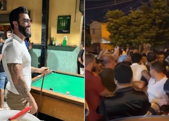 Vídeo: Gusttavo Lima surpreende fãs ao jogar sinuca em bar de Goiânia