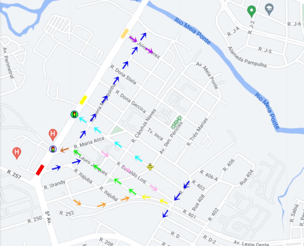 mapa de mudanças no trânsito