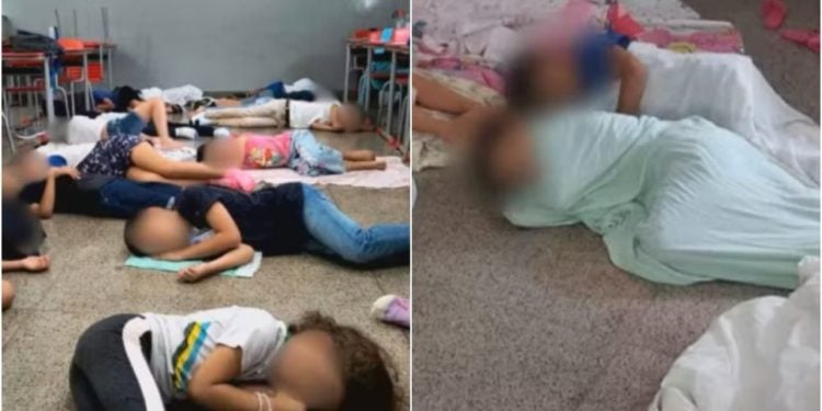 Pais denunciam que crianças estão dormindo no chão em Cmeis de Goiânia