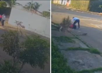 Vídeo: Mulher é internada na UTI após ser esfaqueada por ex no meio da rua, em Goiânia
