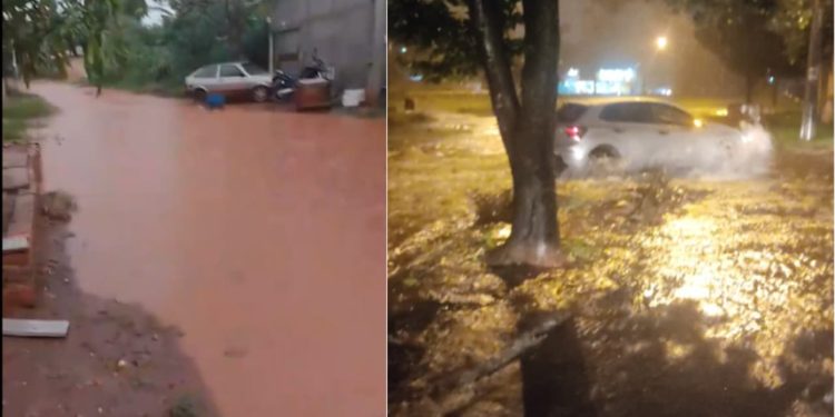 Ruas alagadas, carros arrastados e transbordo de rio: chuva causa estragos em Goiânia