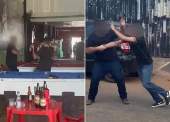 Universitários se agridem com taco de sinuca durante briga em bar de Goiânia; vídeo