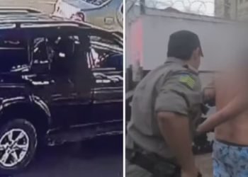 Turista é preso após dar socos na mulher dentro de carro, em Caldas Novas; vídeo