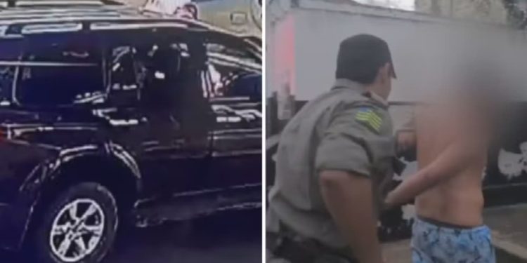 Turista é preso após dar socos na mulher dentro de carro, em Caldas Novas; vídeo