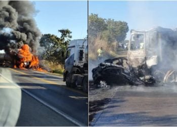Grave acidente entre carro e caminhão-tanque deixa um morto na BR-040, em Goiás 