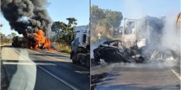 Grave acidente entre carro e caminhão-tanque deixa um morto na BR-040, em Goiás 