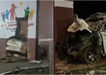 Motorista de carro de luxo morre após bater contra portal de entrada em cidade de Goiás