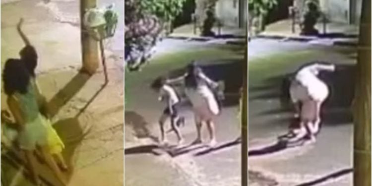 Vídeo Mãe é flagrada espancando filha após ela tocar campainha e correr, em Anápolis