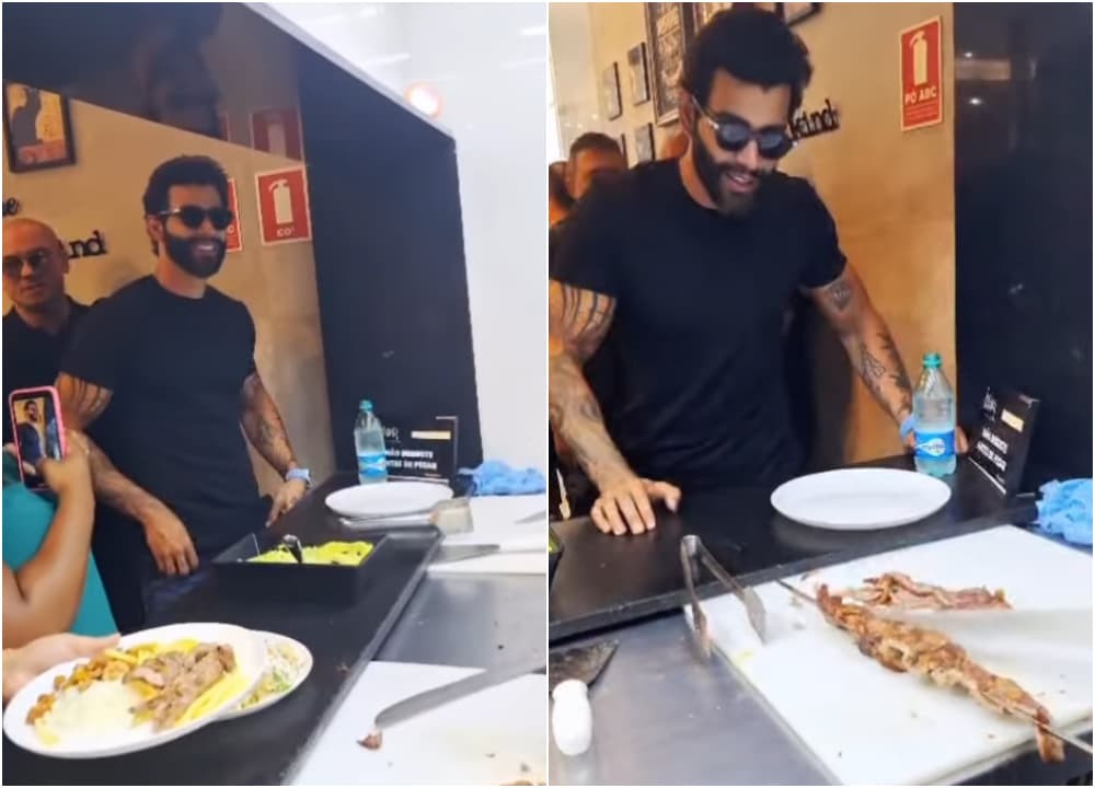 Gusttavo Lima em restaurante em Goiânia