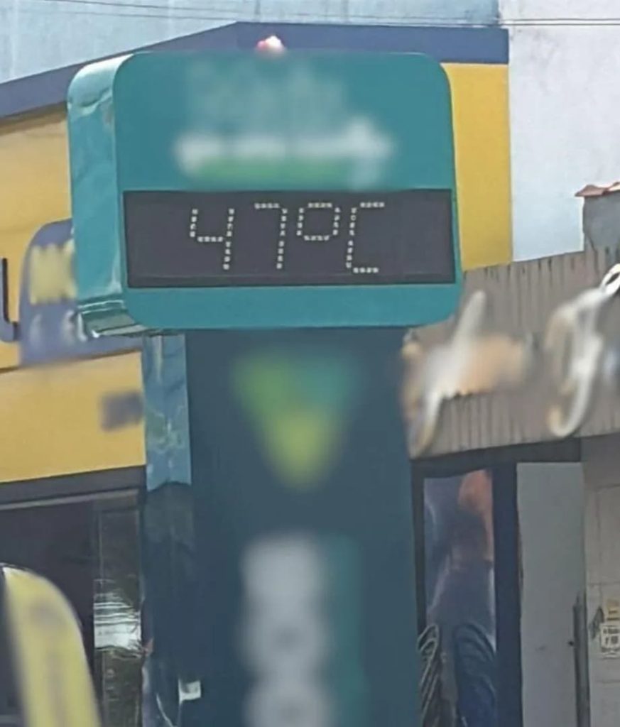 Esquentou! Termômetro de rua em cidade goiana marca 47ºC