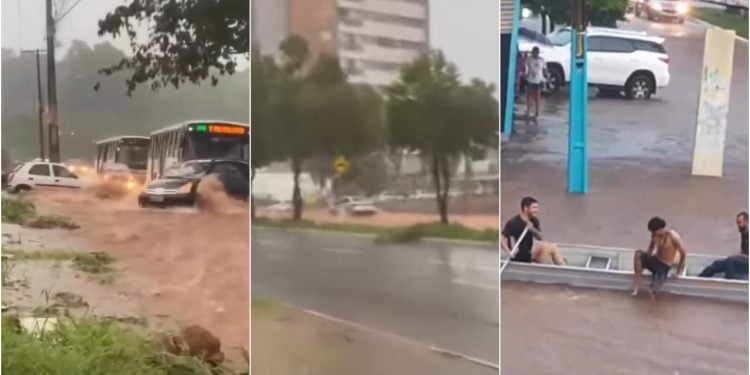 Chuva em Goiânia deixa ruas alagadas e causa queda de árvores; veja vídeos