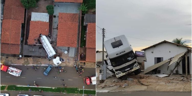 Vídeo Caminhão desgovernado invade casa e deixa moradores feridos, em Mineiros