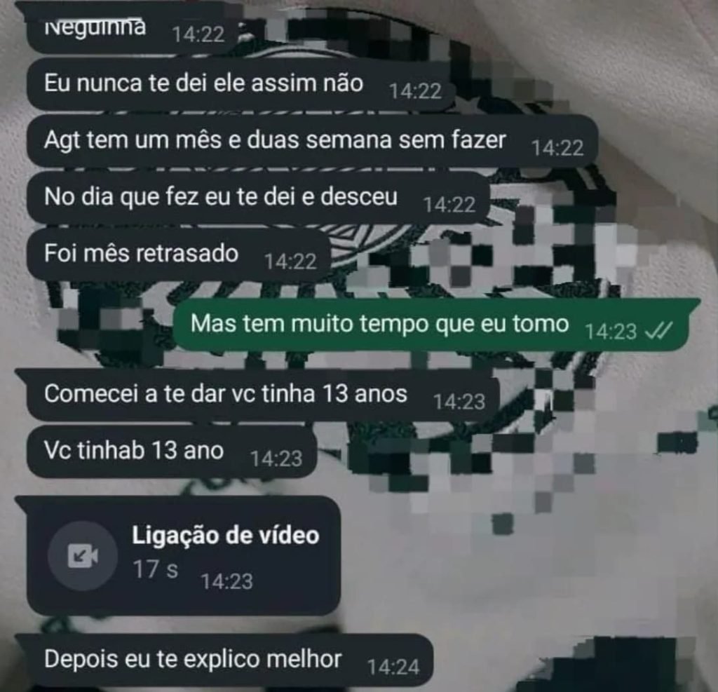 Mensagens trocadas entre a vítima e o suspeito