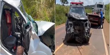 Casal morre e quatro PMs ficam feridos em acidente entre carro e viatura na BR-364