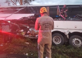 Passageiro morre após acidente entre ônibus e caminhão na BR-020, em Goiás