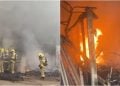 Um incêndio atingiu o Ginásio de Esportes de Campinas, na região central de Goiânia, no fim da manhã desta quinta-feira (22).