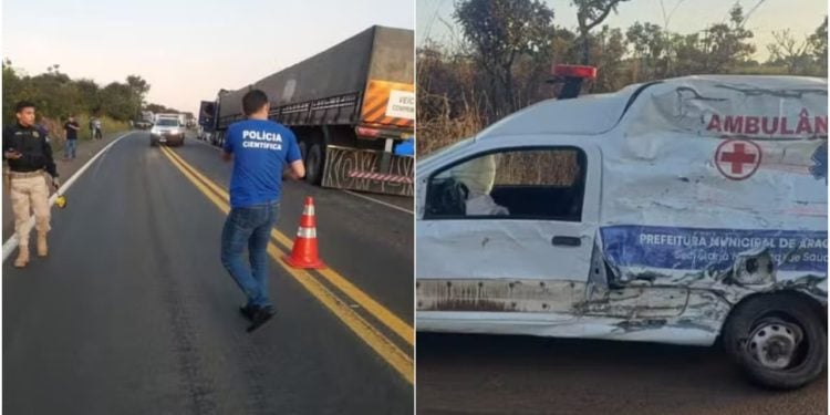 Enfermeiras morrem em acidente entre ambulância e caminhões na BR-364, em Goiás