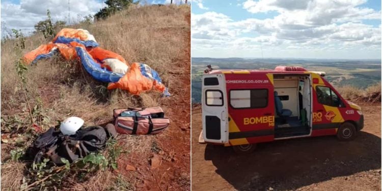 Piloto fica ferido após cair durante voo de parapente, em Goiás
