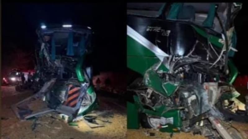 acidente entre ônibus e carreta