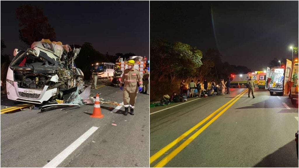 Grave acidente entre dois ônibus e carreta deixa ao menos 6 mortos na BR-153
