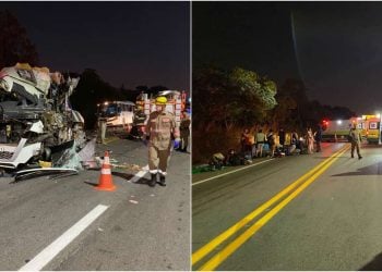 Grave acidente entre dois ônibus e carreta deixa ao menos 6 mortos na BR-153