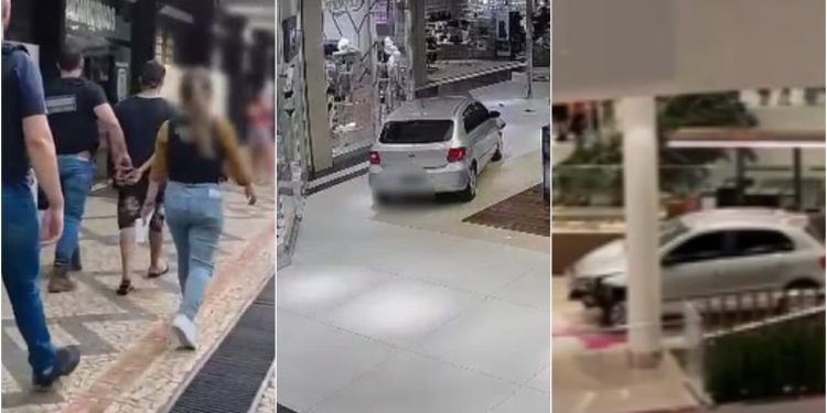 Vídeo: Carro invade shopping em Goiânia e motorista acaba preso em flagrante