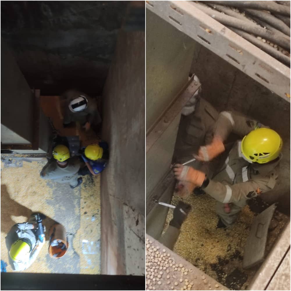 jovem cai em elevador de grãos