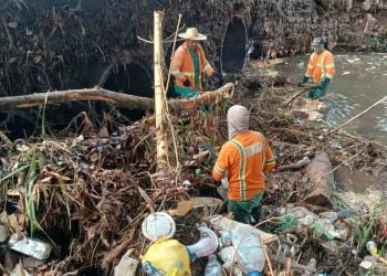 Chuva intensa deixa 108 toneladas de resíduos acumulados na Marginal Botafogo