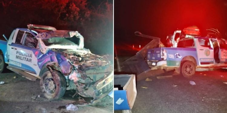 PMs ficam feridos após viatura capotar na GO-338, em Abadiânia