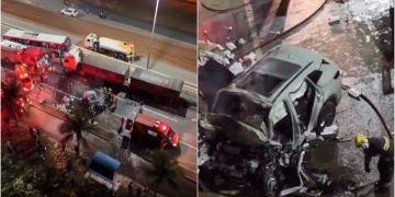 Homem morre após carro elétrico bater em caminhão e pegar fogo na GO-020